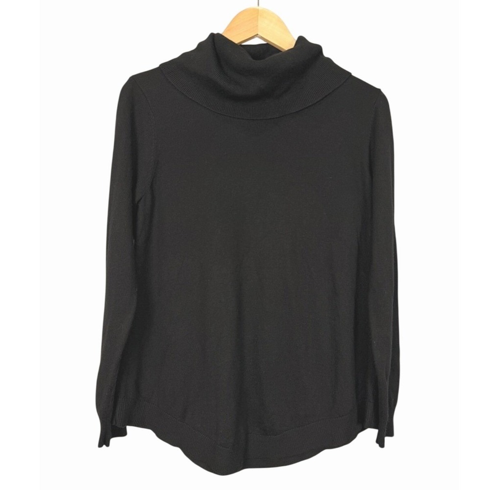 JOAN VASS Black Cowl Neck Long Sleeve Cashmere Blend Sweater Top Women's Size‎ L